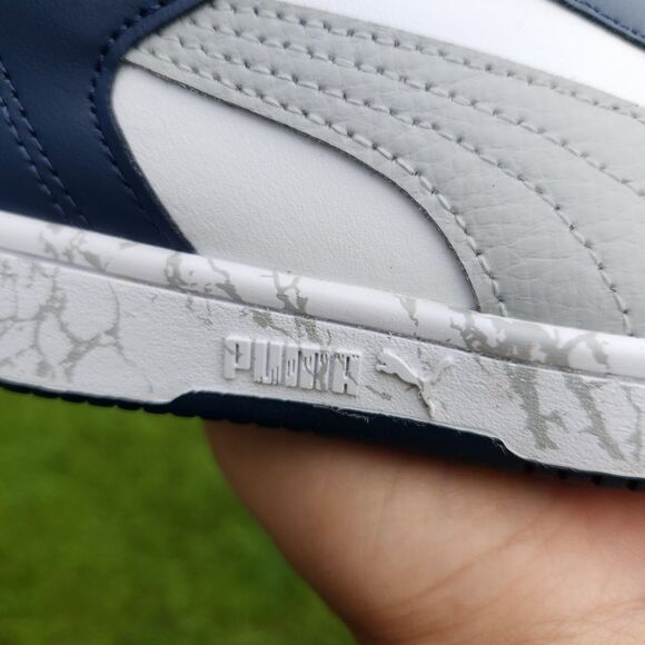 Puma Kids Rebound Blue White Layup Mid-Top Marbled Sole Sneakers Size 2 - Picture 11 of 16